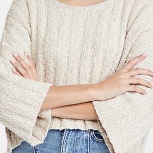 Free People Cream Textured Women's Sweater
